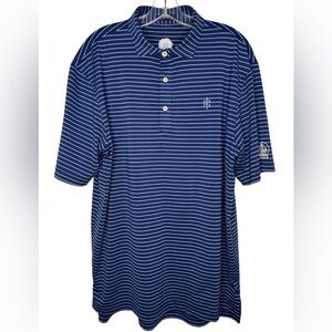 Turtleson Men’s Navy Blue Polo Shirt with White Stripes and PGA logo - Large